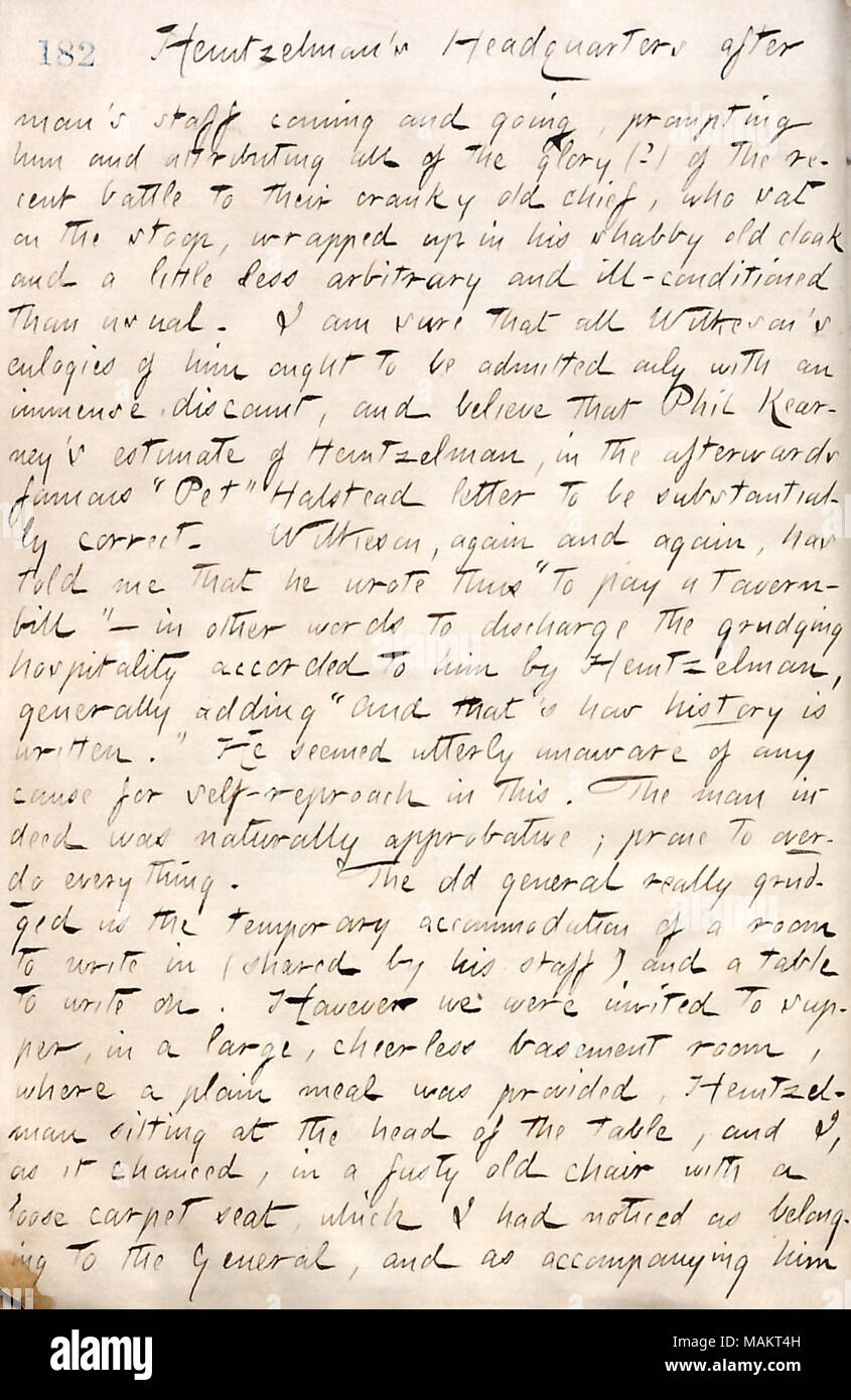 Per quanto riguarda Heintzelman generale. Titolo: Thomas Butler diari Gunn: Volume 19, pagina 209, 6 maggio 1862 . Il 6 maggio 1862. Gunn, Thomas Butler, 1826-1903 Foto Stock