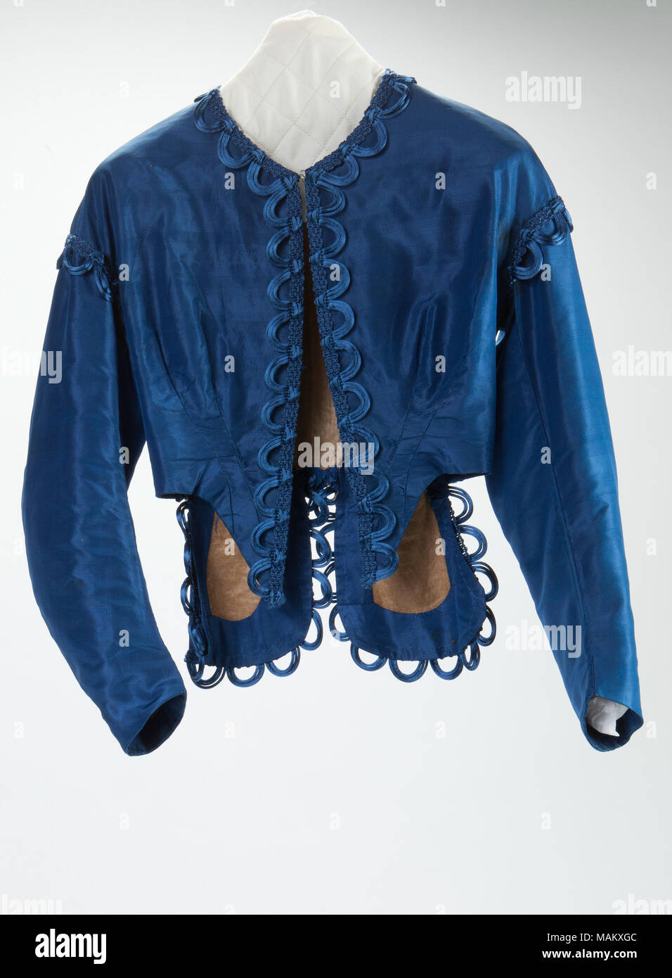 Seta blu a due pezzi usurati vestito da Lucinda Pepe Dobyns Clifford (1815-1857), un residente di Pike County, Missouri. Titolo: Blu abito in seta di Lucinda Pepe Dobyns Clifford . tra il 1850 e il 1857. Foto Stock