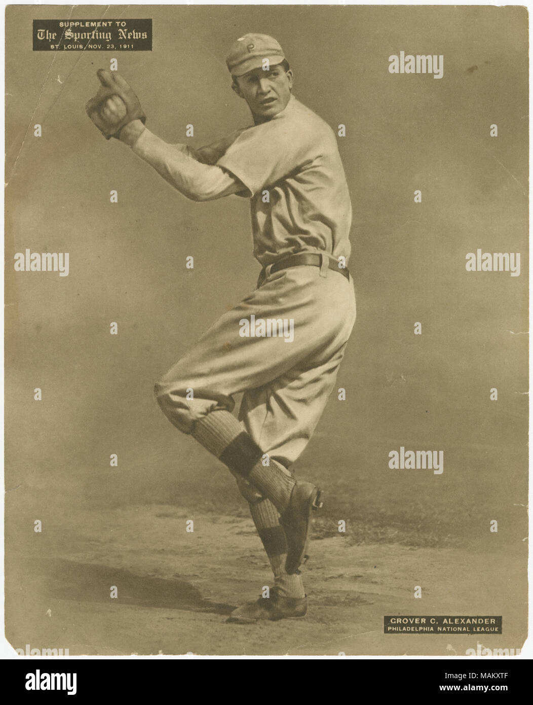 Titolo: Grover C. Alexander del Philadelphia Lega Nazionale dal supplemento a Notizie di sport, Novembre 23, 1911 . Il 23 novembre 1911. Sporting News Foto Stock