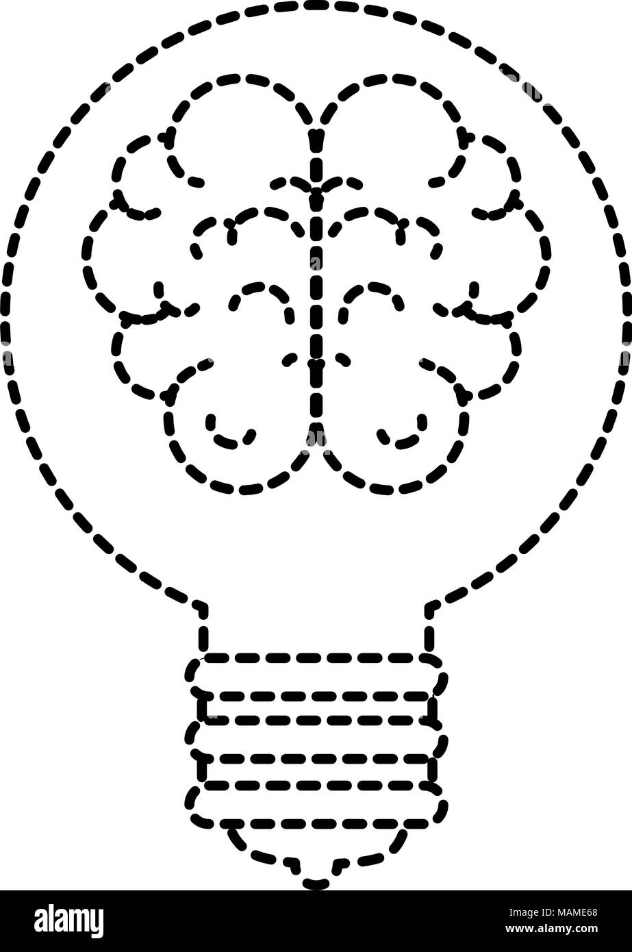 Lampadina luce idea con il cervello Illustrazione Vettoriale