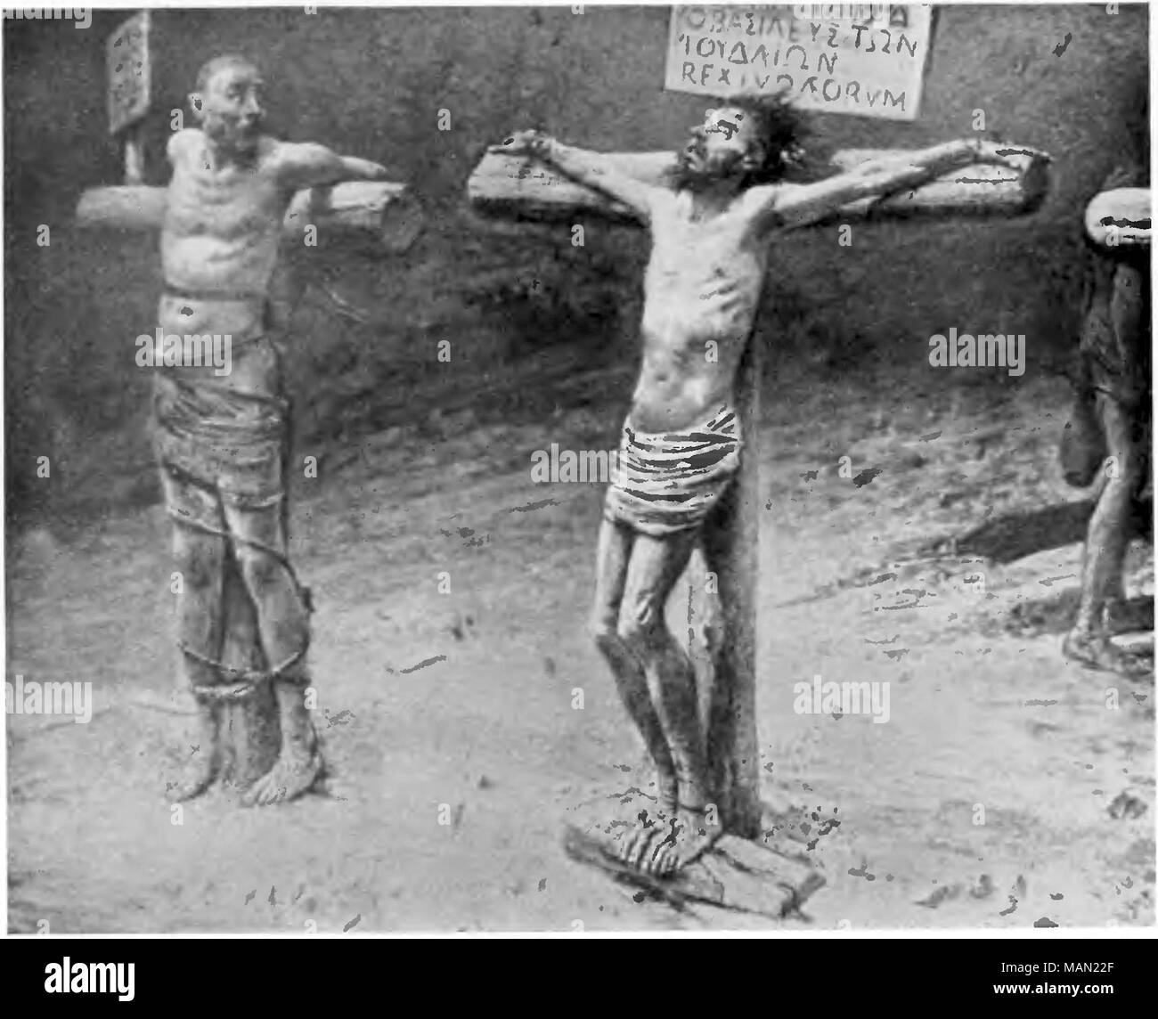 Dipinto della crocifissione di Cristo da Nicolay Gay (Nikolai Ge; 1831 ?1894); la piastra dalla scuola russa di pittura (1916) da Alexandre Benois. . 1916. Alexandre Benois Foto Stock