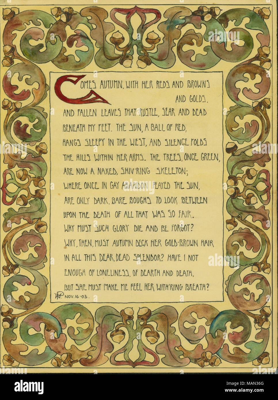Sonnet e design di confine da Williamina Parrish. Titolo:Il Tornio del vasaio, Volume 1, numero 1, pagina 9, Novembre 1904 . Novembre 1904. Parrish, Williamina, 1879-1941 Foto Stock