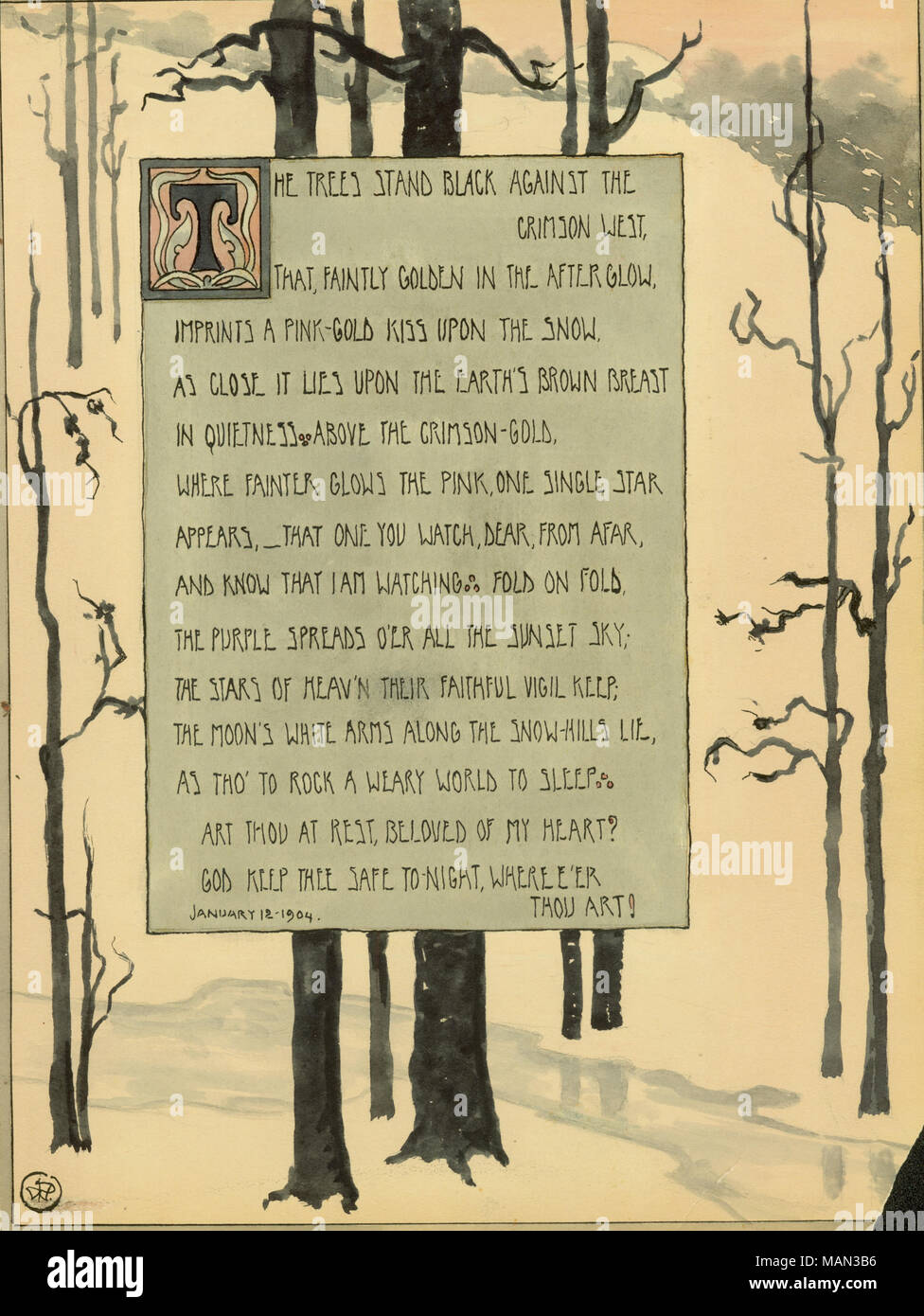 Sonnet e design di confine da Williamina Parrish Title:Il Tornio del vasaio, Volume 1, numero 2, pagina 40, Dicembre 1904 . Dicembre 1904. Parrish, Williamina, 1879-1941 Foto Stock