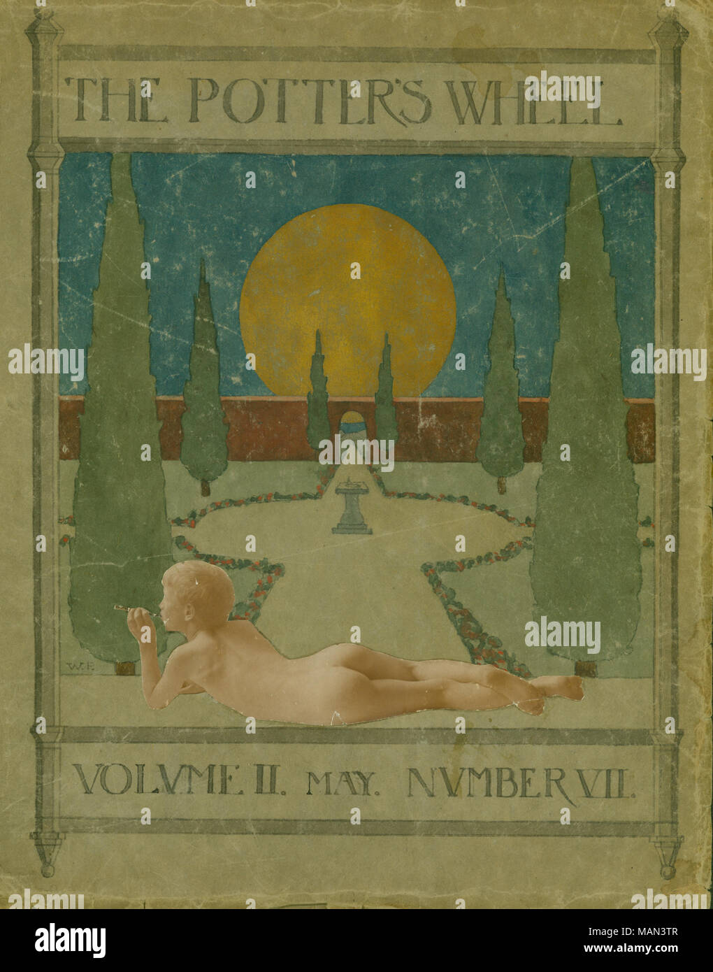 Il design del coperchio da Willamina Parrish mostra una immagine di un ragazzo in un giardino. Problema include sommario design, un calendario illustrato per maggio e disegni stencil da Willamina Parrish; un pannello ad acquerello di una foresta di notte da Petronelle Sombart; illustrato poesie per bambini e "Terra Cotta' da Caroline Risque; un poema intitolato "chneewittchen' dalla Guida Richey; un poema intitolato 'preghiera' e sonetti di Eleanora Duse da Sara Teasdale; ritratti fotografici di C. E. M. dalla grazia Parrish; un poema intitolato 'Dear-Cari' e un saggio intitolato " Il significato del lavoro di Kalpole, Precy, MacPherson Foto Stock