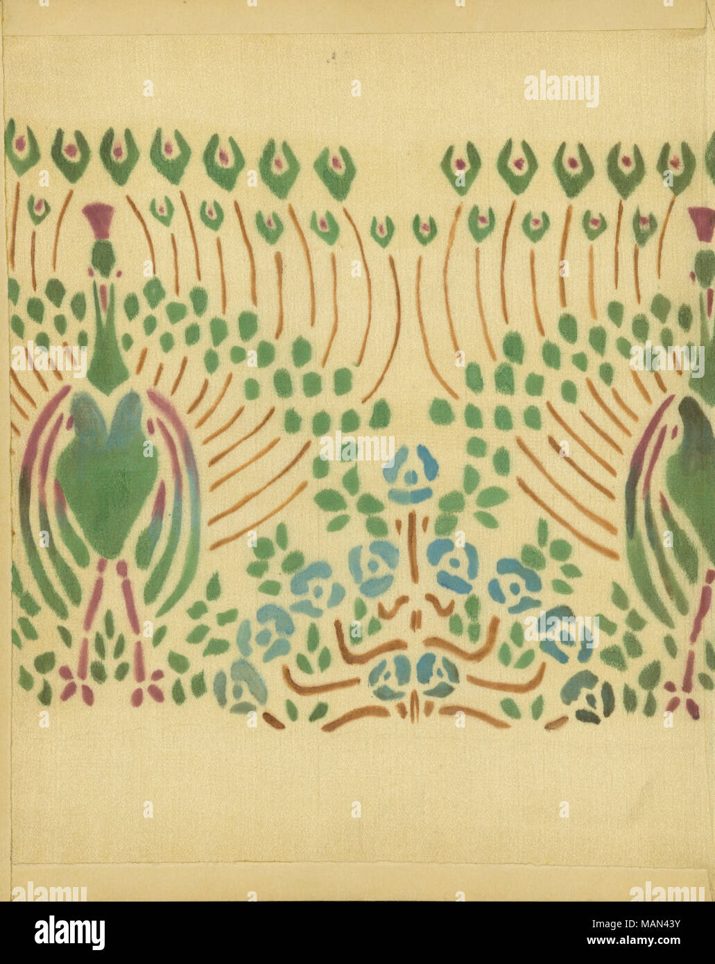 'Stencil Design per un foulard di seta" da Petronelle Sombart, pagina uno. Titolo:Il Tornio del vasaio, Volume 3, numero 3, pagina 22, Gennaio 1907 . Gennaio 1907. Sombart, Petronelle, 1888- Foto Stock