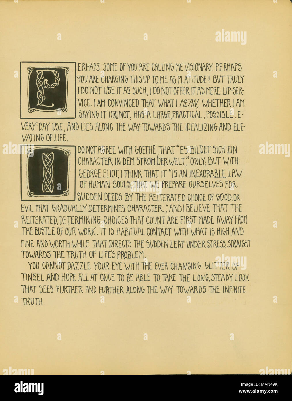 'Indirizzo consegnato all 'il corpo degli studenti dell Università di Washington' con L.R. Ernst, 20 aprile 1907,' stampati e decorata da Caroline Risque, pagina 7. Titolo:Il Tornio del vasaio, Volume 3, numero 9, pagina 28, luglio 1907 . Il 20 aprile 1907. Ernst, Lillie R., 1870-1943 Foto Stock