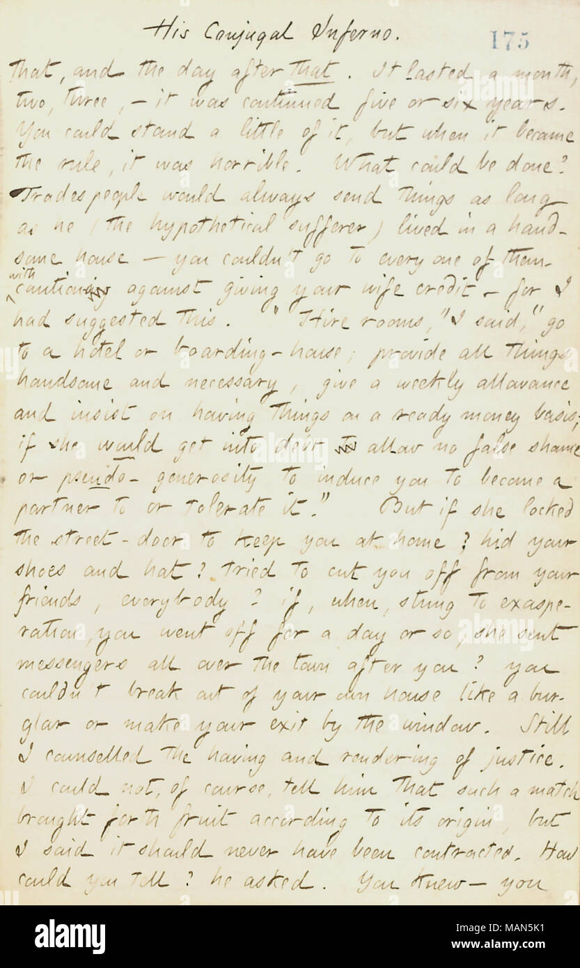 Per quanto riguarda Frank Bellew il matrimonio. Titolo: Thomas Butler diari Gunn: Volume 18, pagina 192, 26 Gennaio 1862 . Il 26 gennaio 1862. Gunn, Thomas Butler, 1826-1903 Foto Stock