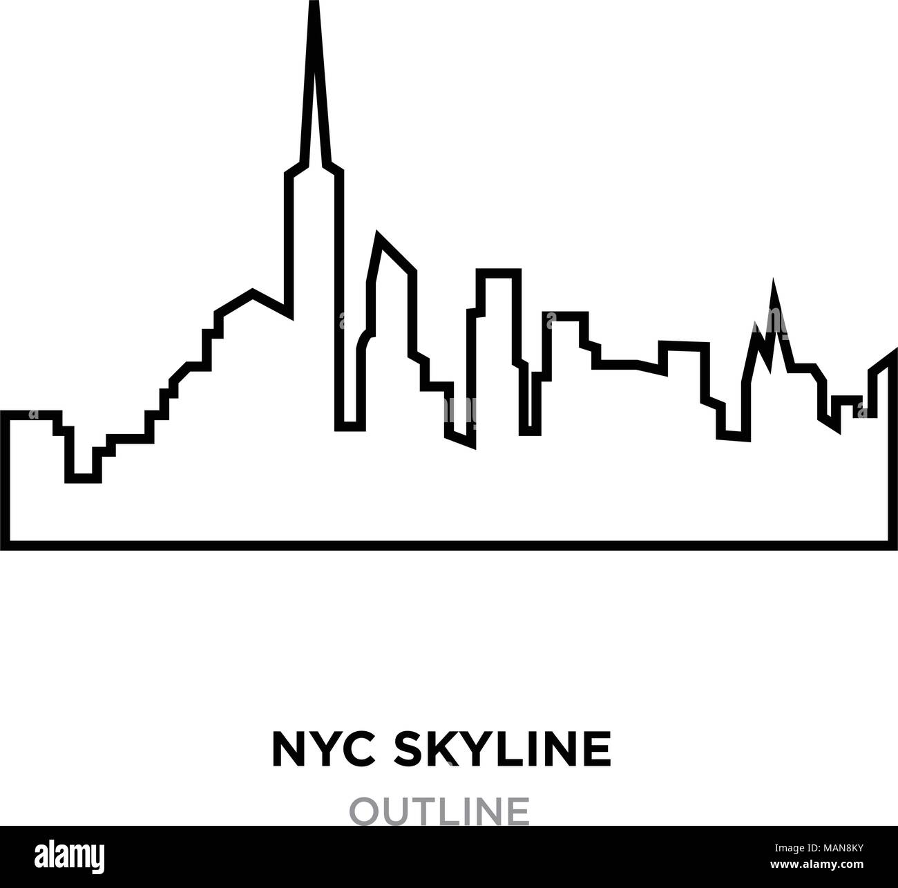 Lo skyline di New York delineano su sfondo bianco, illustrazione vettoriale Illustrazione Vettoriale