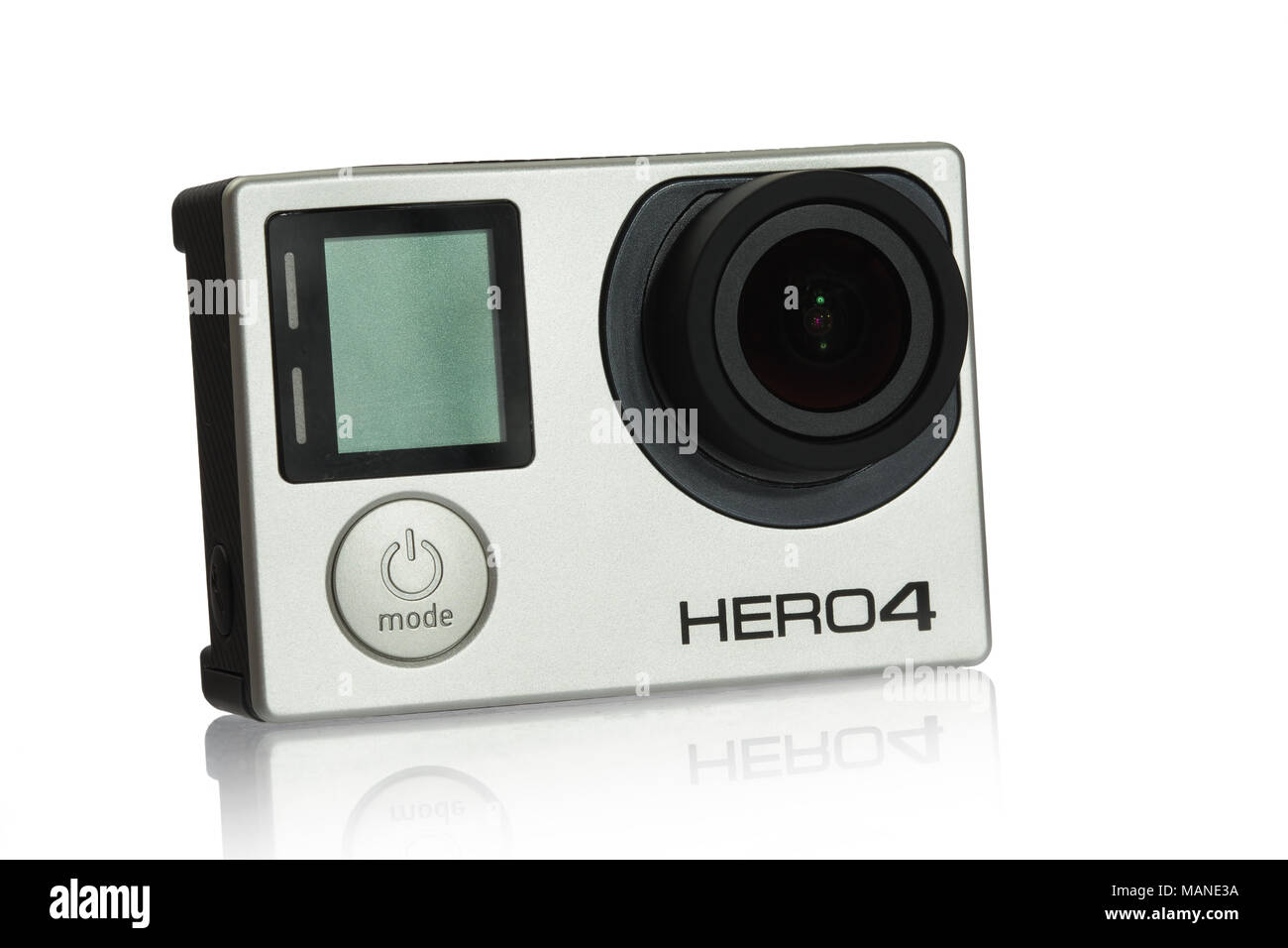 Varna, Bulgaria - 28 Maggio 2015: GoPro Hero 4 Black Edition isolati su sfondo bianco.fabbricato da GoPro Inc Foto Stock