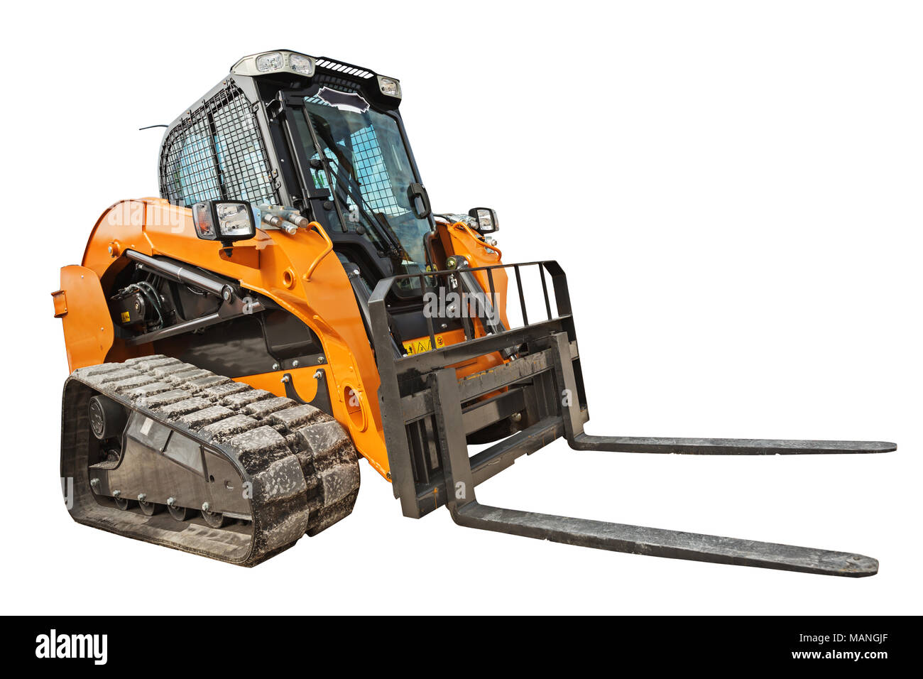 Moderno escavatore bulldozer con percorso di clipping isolati su sfondo bianco Foto Stock