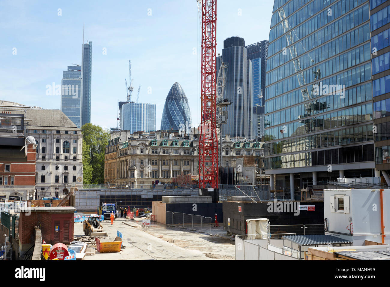 Londra - Maggio 2017: costruzione sito nel cuore della città di Londra, Londra Foto Stock