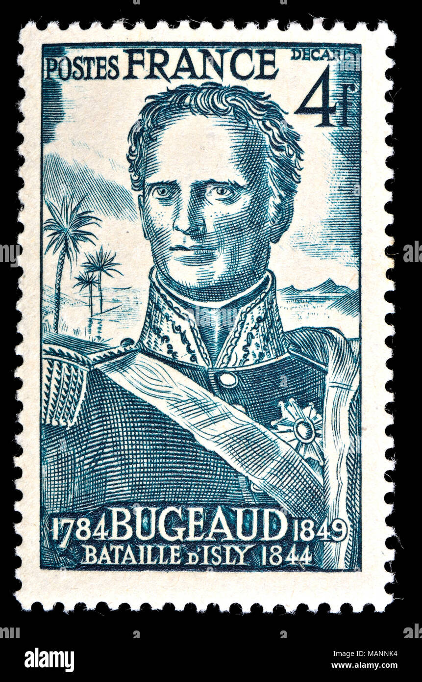 Il francese francobollo (1944) : Thomas Robert Bugeaud, marchese de la Piconnerie, duc d'Isly (1784 - 1849) Il Maresciallo di Francia, Governatore Generale di Algeria Foto Stock
