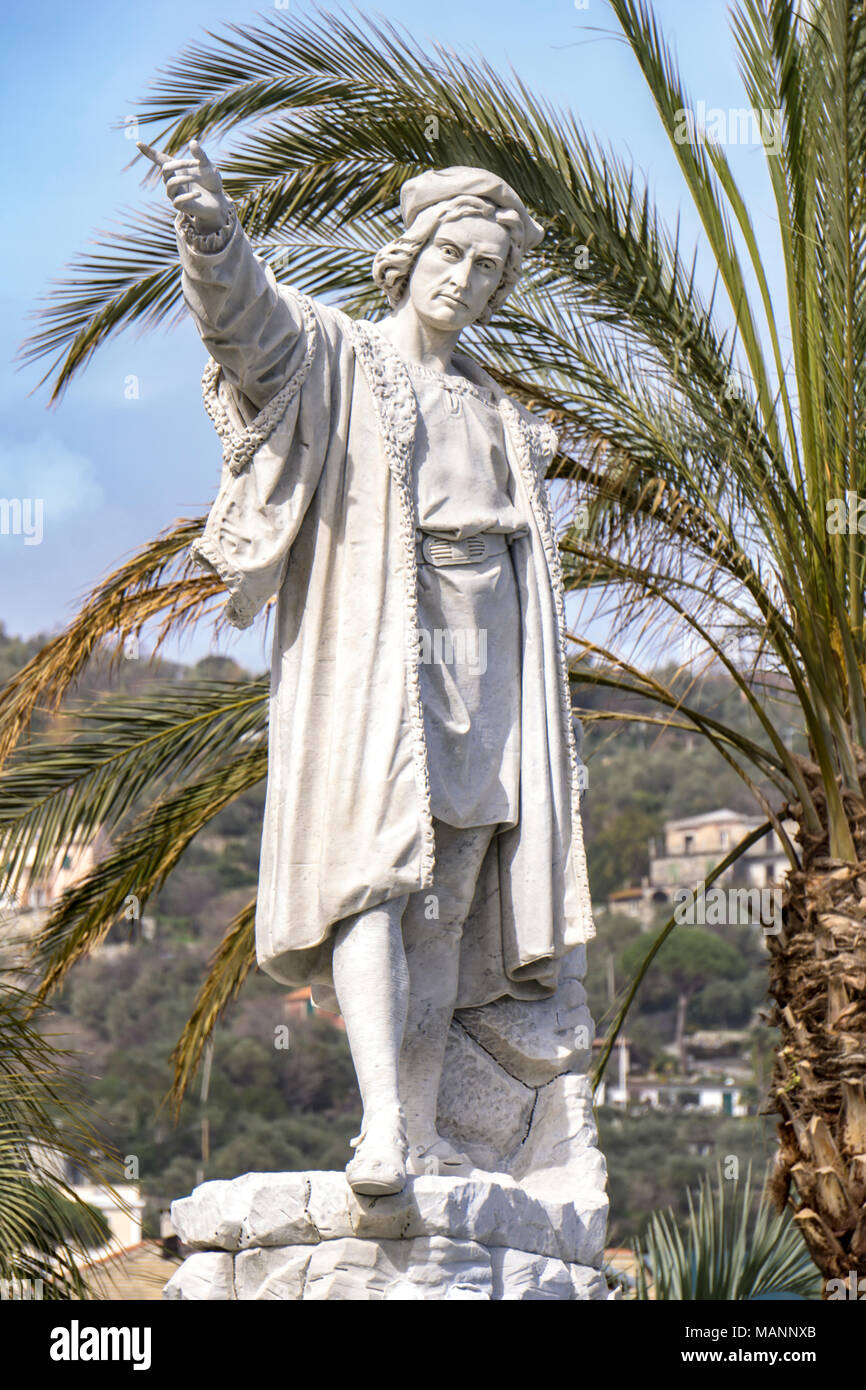 Dettaglio dal monumento a Cristoforo Colombo a Santa Margherita Ligure, Italia Foto Stock