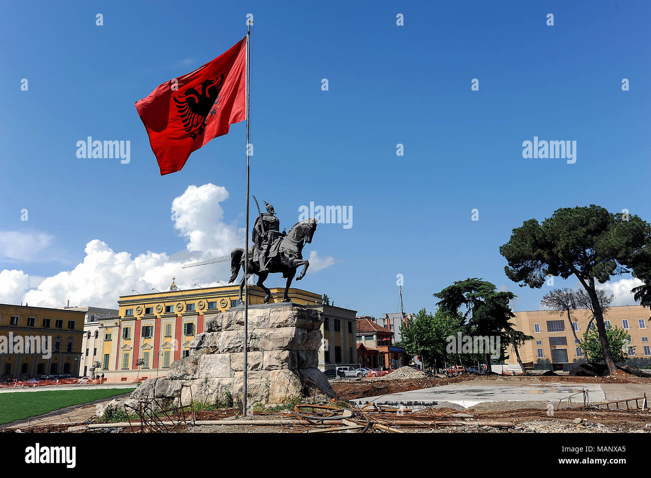 Tirana, Albania, sito in costruzione in Piazza Skanderbeg a Tirana Foto Stock