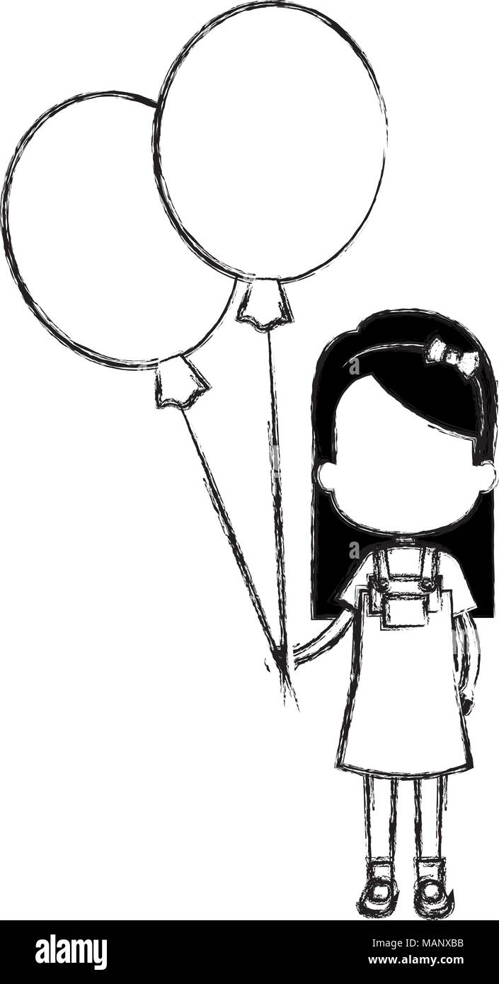 Felice bambina con palloncini carattere aria Immagine e Vettoriale - Alamy