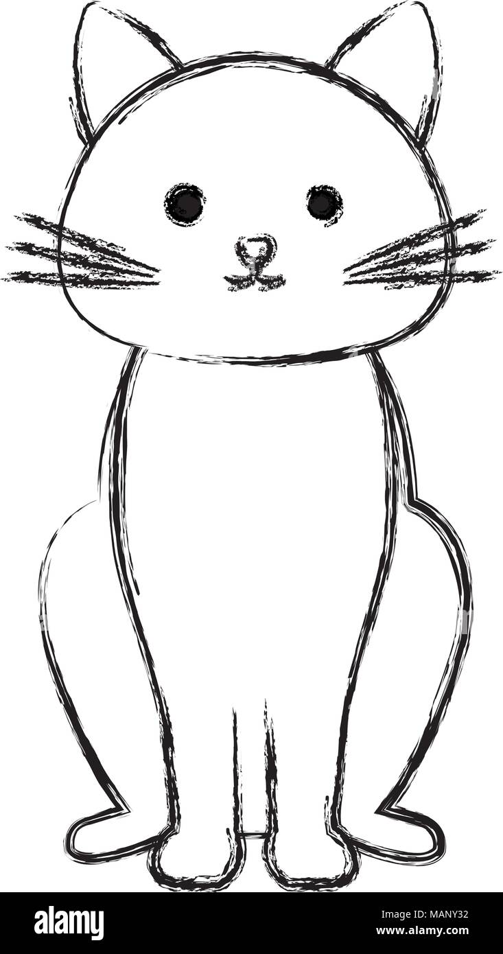 Cute cat pet friendly Illustrazione Vettoriale