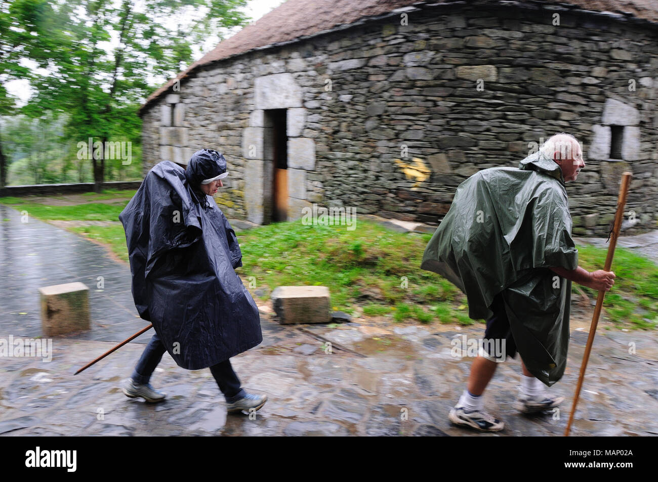 Modo di San Giacomo ai pellegrini che arrivano a O Cebreiro. La Galizia, Spagna Foto Stock