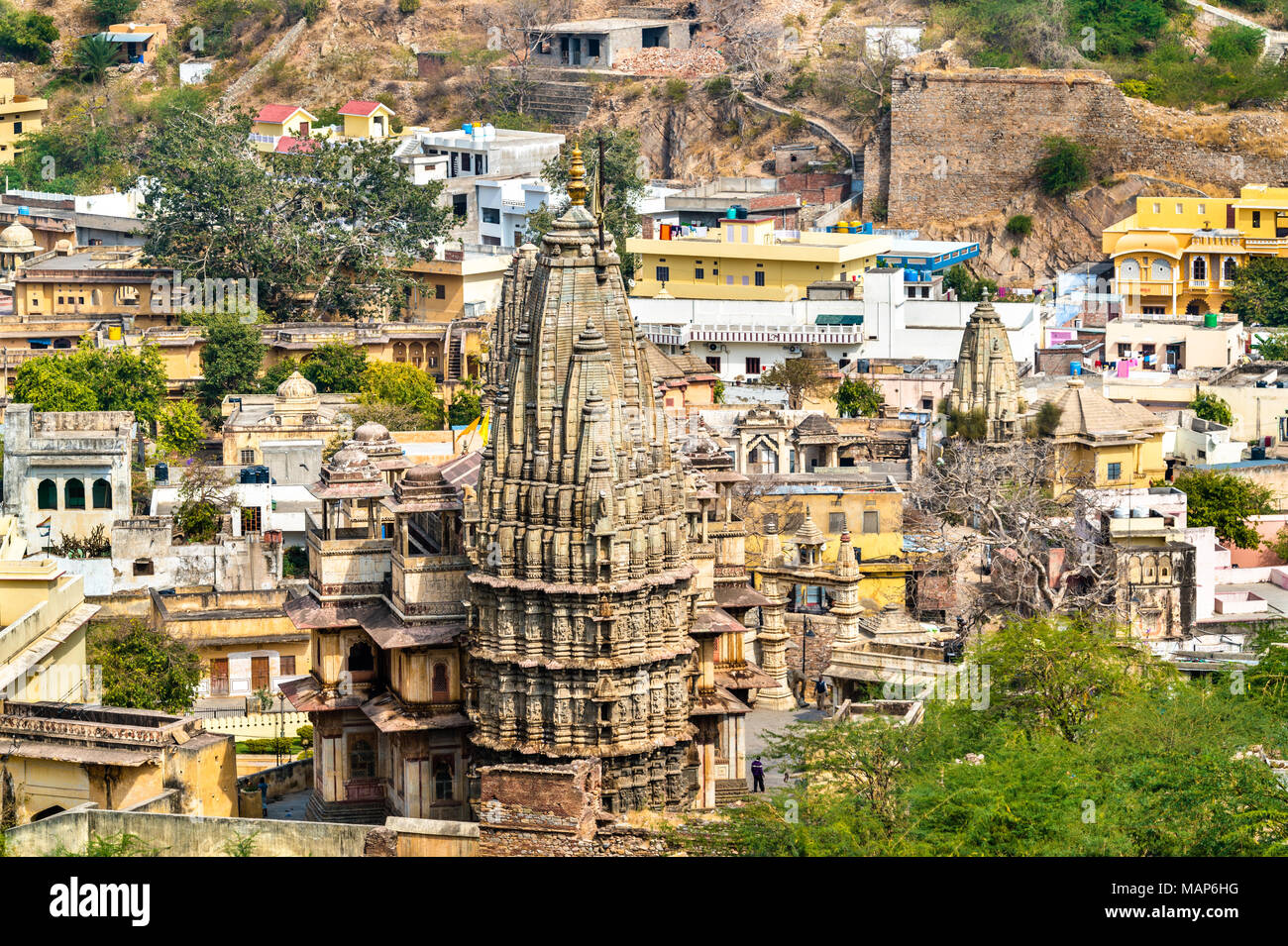 I templi di Amer città vicino a Jaipur, India Foto Stock