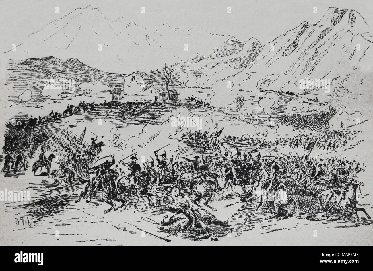 Il francese guerre rivoluzionarie. Battaglia di Rivoli, 14-15 gennaio 1797. La vittoria nella campagna francese in Italia contro austriaco. Foto Stock