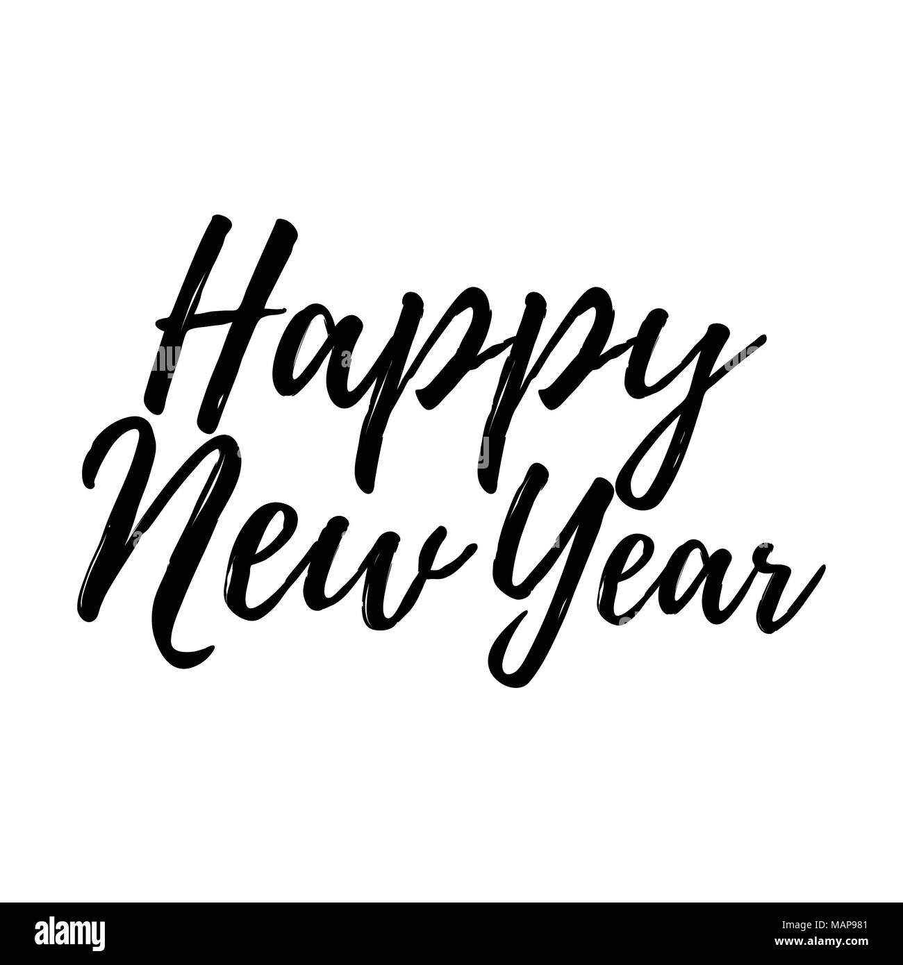 Merry Christmas card con la calligrafia Felice Anno Nuovo. Modello per i messaggi di saluto, congratulazioni, inaugurazione della Casa Nuova poster, inviti, foto le sovrapposizioni. Vect Illustrazione Vettoriale