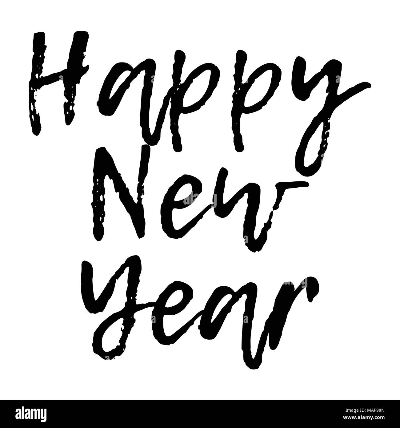 Merry Christmas card con la calligrafia Felice Anno Nuovo. Modello per i messaggi di saluto, congratulazioni, inaugurazione della Casa Nuova poster, inviti, foto le sovrapposizioni. Vect Illustrazione Vettoriale