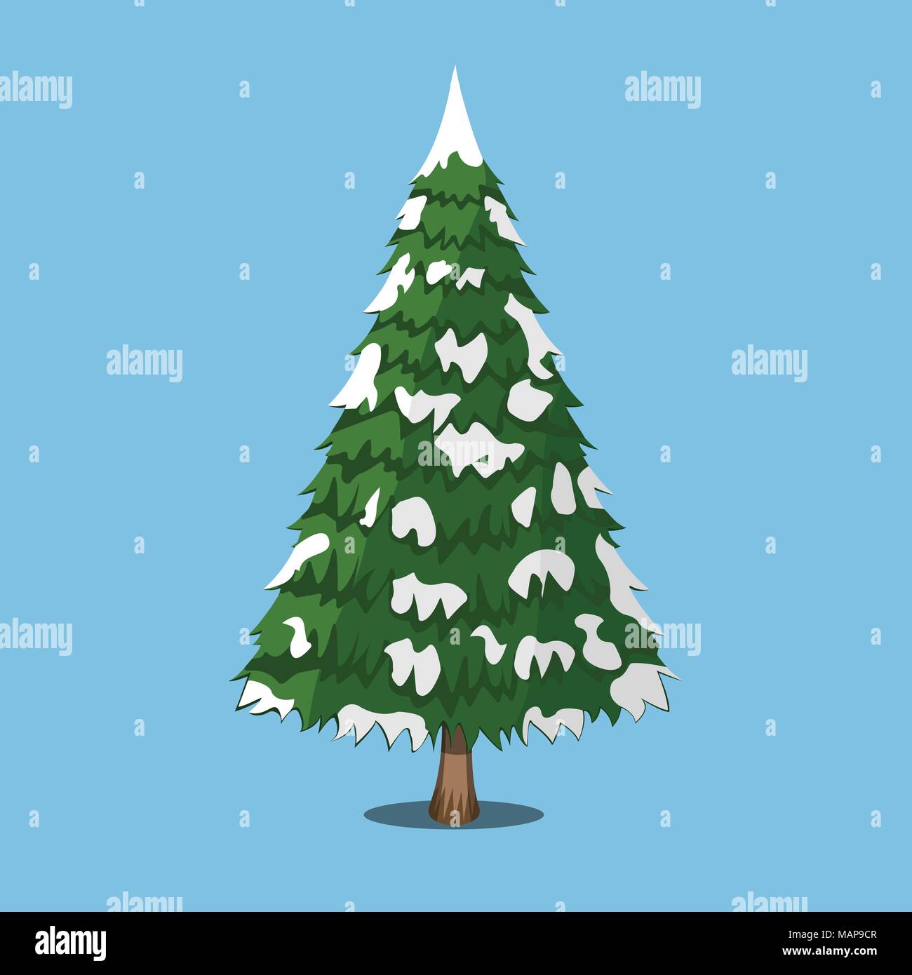 Albero di Natale, Natale icona. In stile cartone animato Albero di Natale, Natale icona. In stile cartone animato