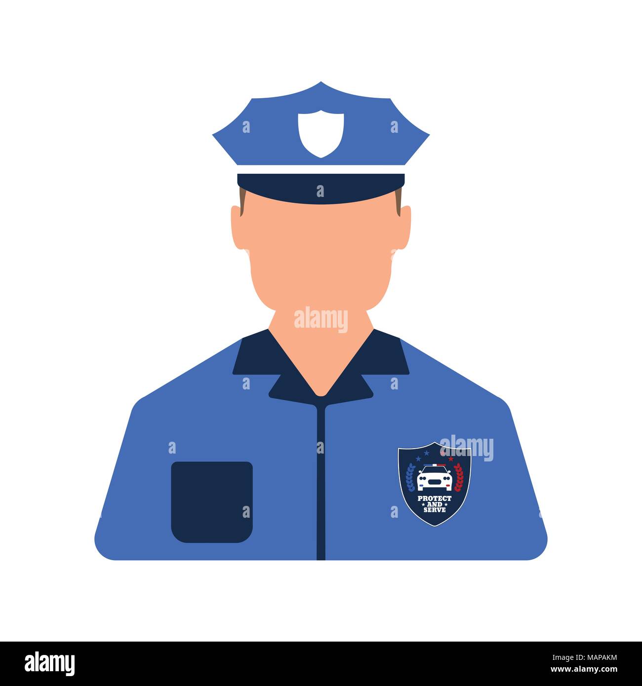 Lavoratore di polizia icona. L'uomo lavoratore. In stile cartone animato. Illustrazione Vettoriale. Illustrazione Vettoriale