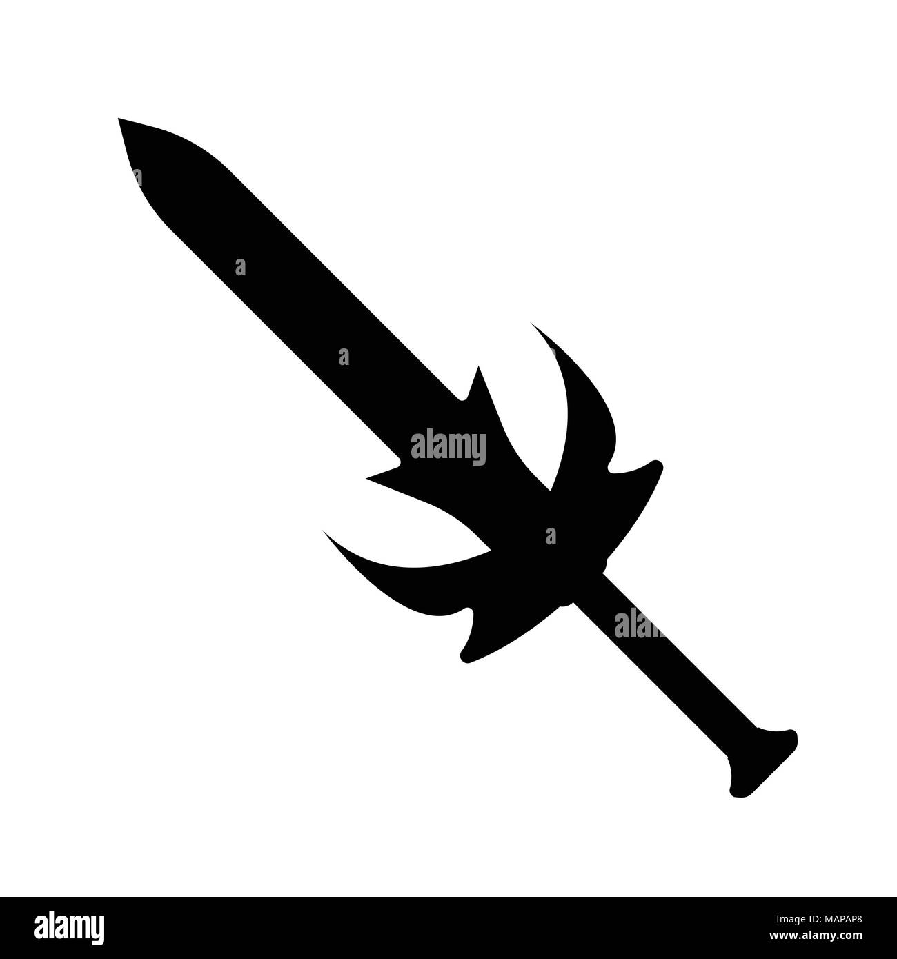 Icona di spada. Etichetta di fantasia e arma medioevale. Stile semplice. Illustrazione Vettoriale logo. Illustrazione Vettoriale