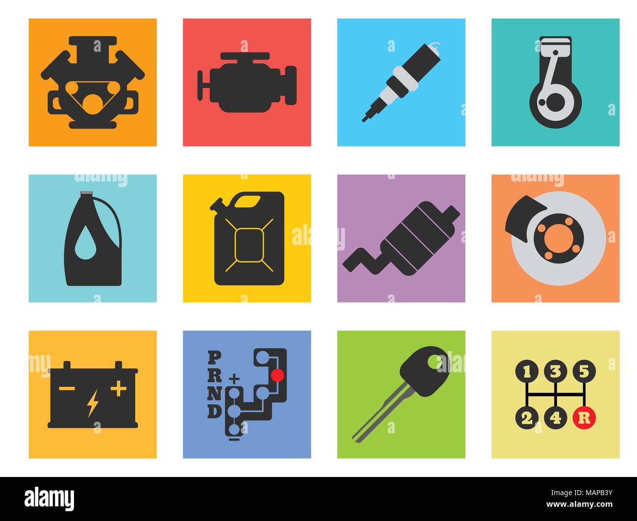 12 Service Car Icona piatta. Illustrazione Vettoriale Illustrazione Vettoriale