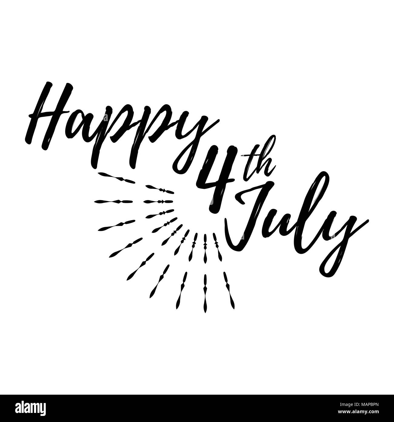 Felice il 4 ° luglio biglietto di auguri con il font. Illustrazione Vettoriale. Illustrazione Vettoriale