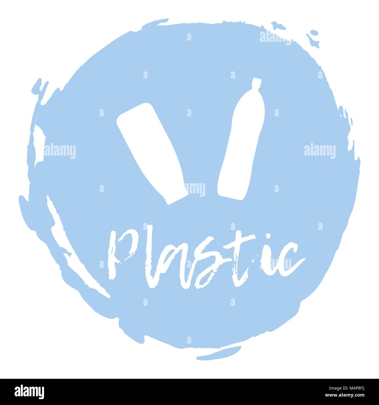 Riciclaggio rifiuti icona di smistamento - plastica. Illustrazione Vettoriale. Illustrazione Vettoriale