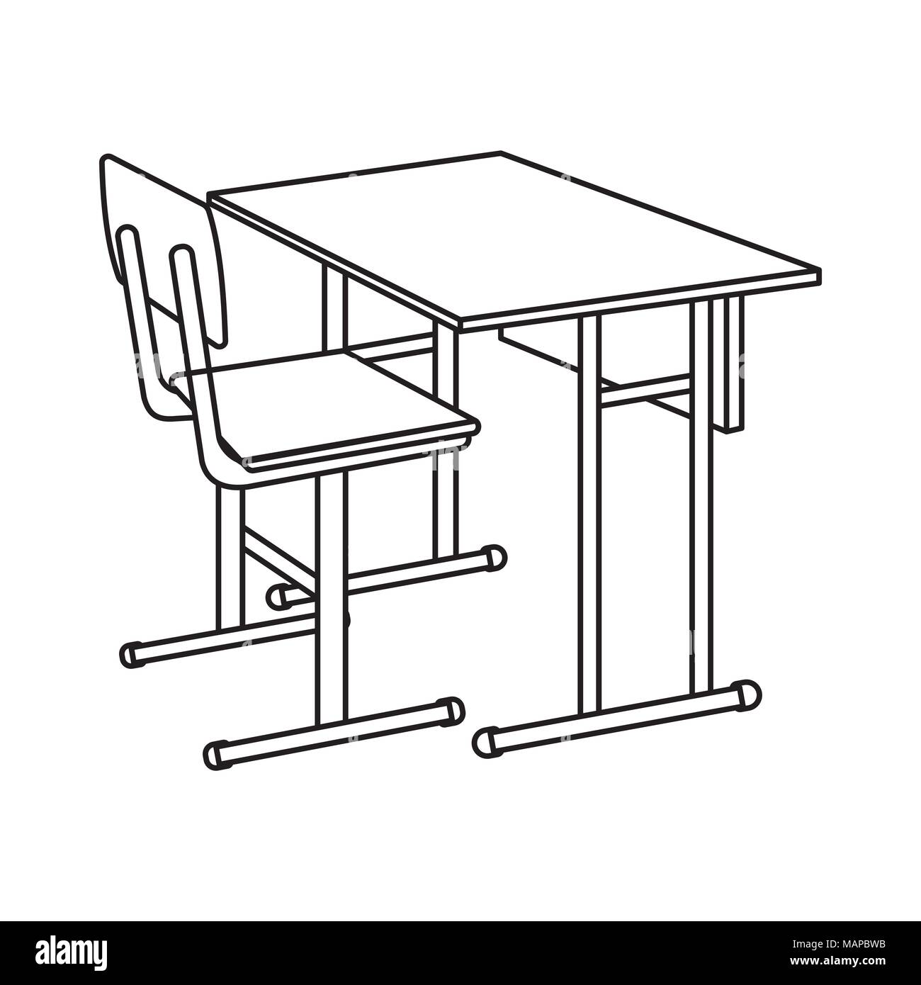 Delineare Banco scuola icona. Vettore isolato illustrazione. Illustrazione Vettoriale