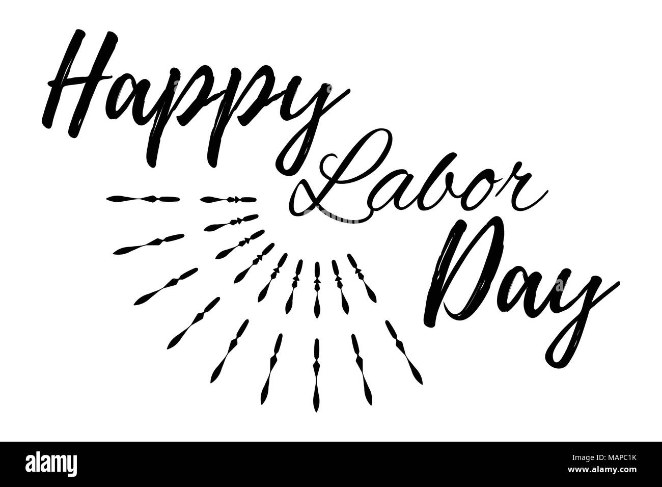 Felice giornata di lavoro banner e la carta regalo. La giornata del lavoro segno Poster su sfondo bianco. Illustrazione Vettoriale. Illustrazione Vettoriale