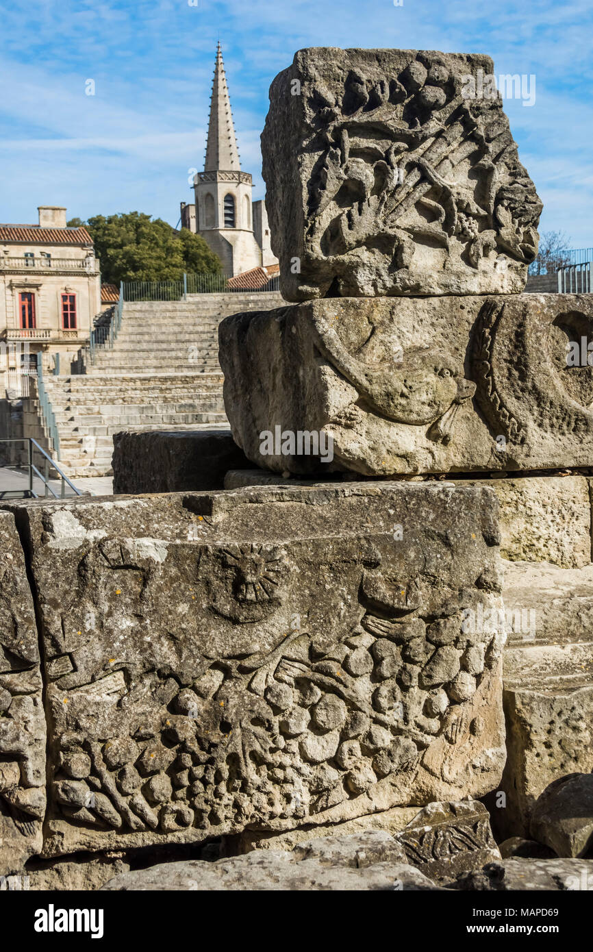 Le rovine romane di Arles, Francia Foto Stock