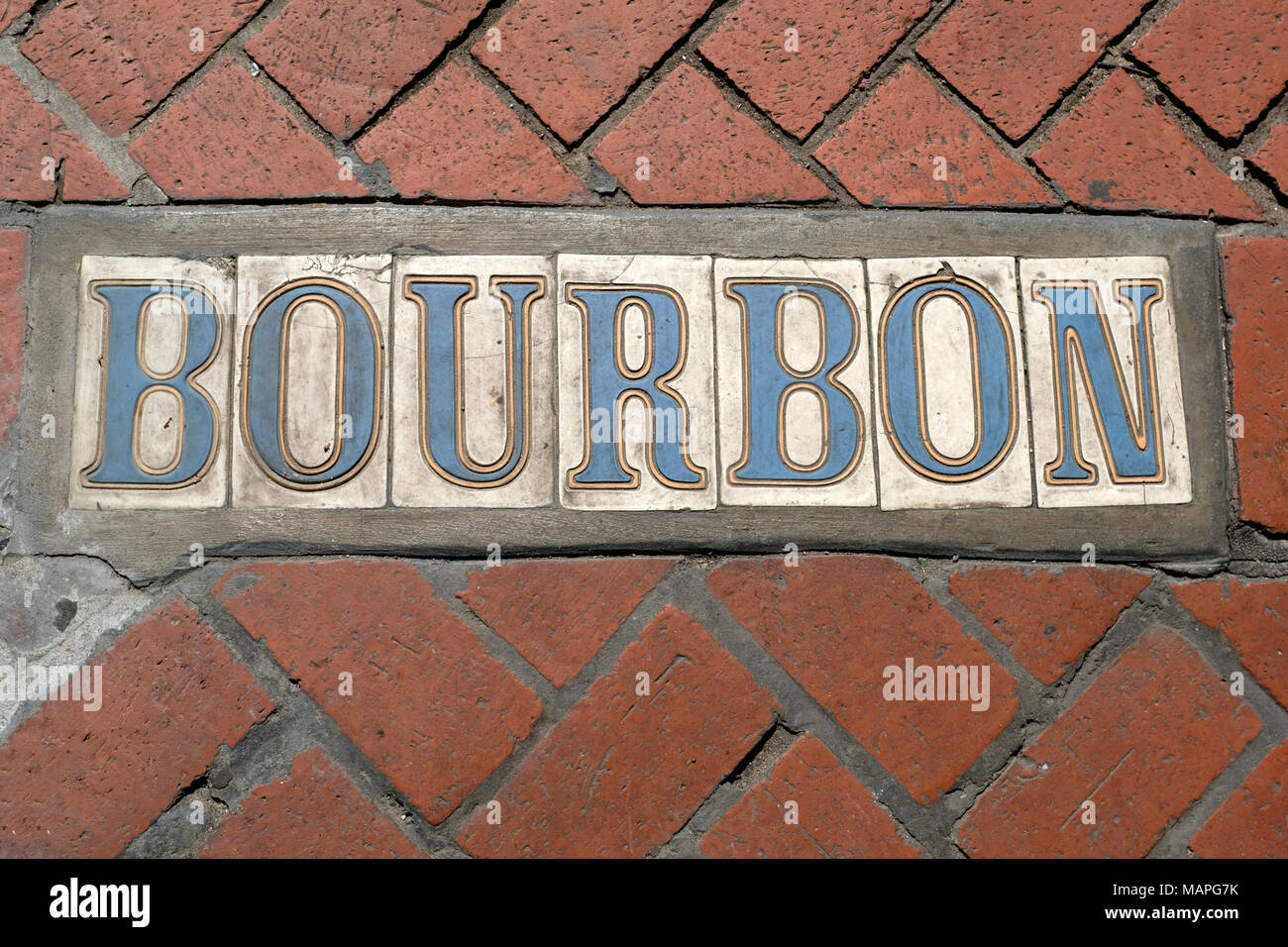 Segno per Bourbon Street a New Orleans, Louisiana Foto Stock