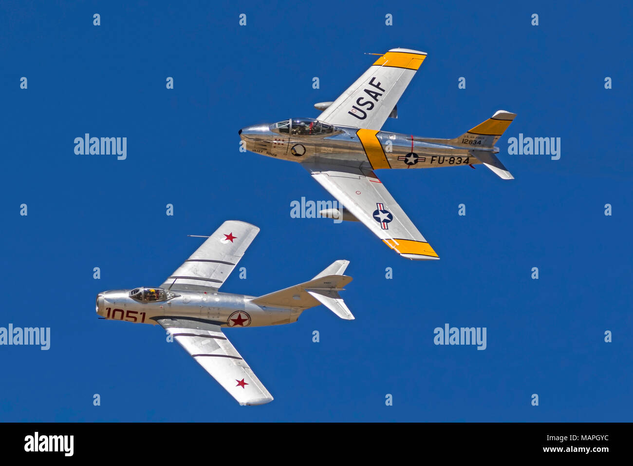 Aeroplano vintage Guerra Fredda jet da combattimento Foto Stock