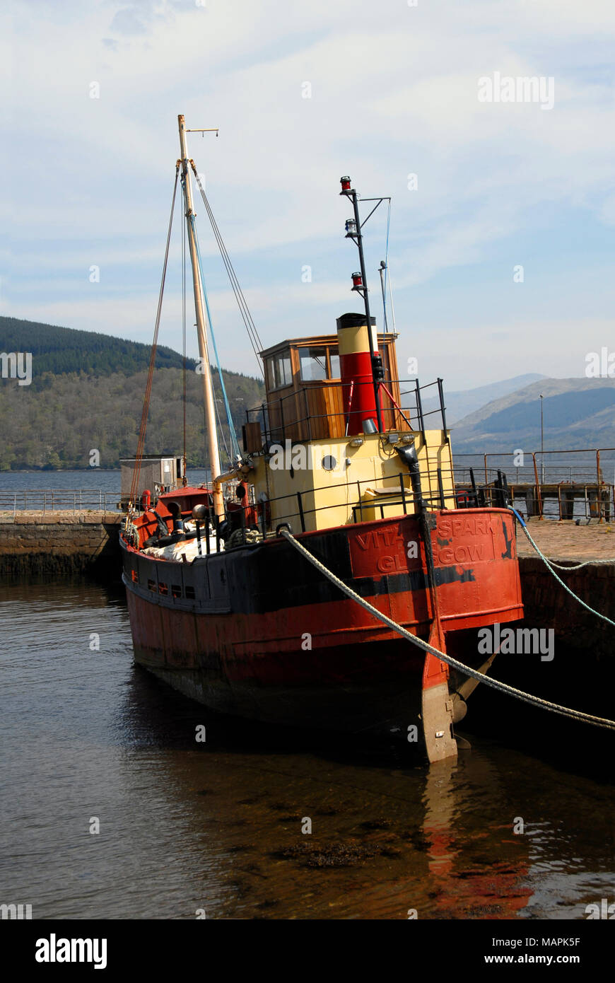 Mv scintilla vitale ormeggiato a Inveraray, Scozia Foto Stock