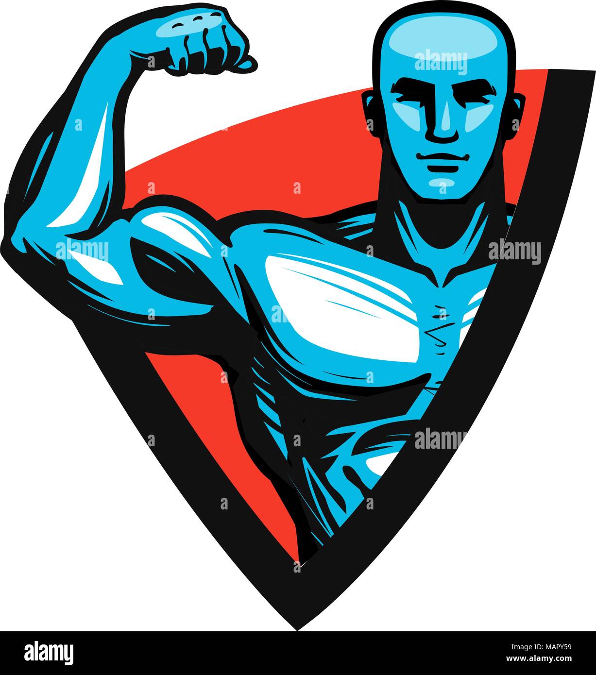 Palestra, bodybuilding e fitness logo o etichetta. Muscolo maschio o bodybuilder. Illustrazione Vettoriale Illustrazione Vettoriale