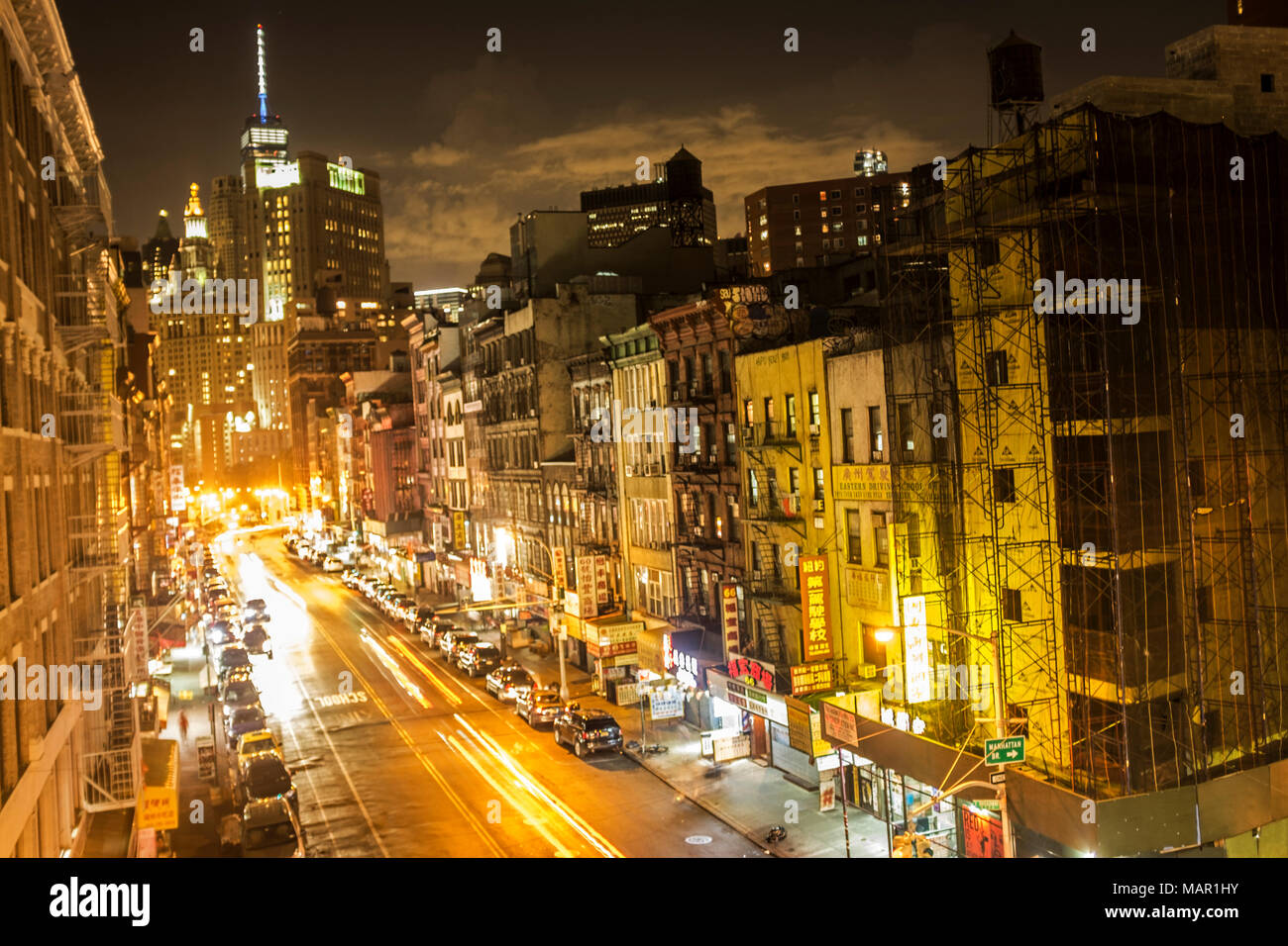 New York di notte le luci Foto Stock