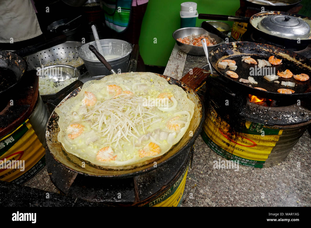 Ristorante Banh Xeo 46A a ho Chi Minh City (Saigon), Vietnam. Reso popolare da Anthony Bourdain per la sua serie televisiva. Foto Stock