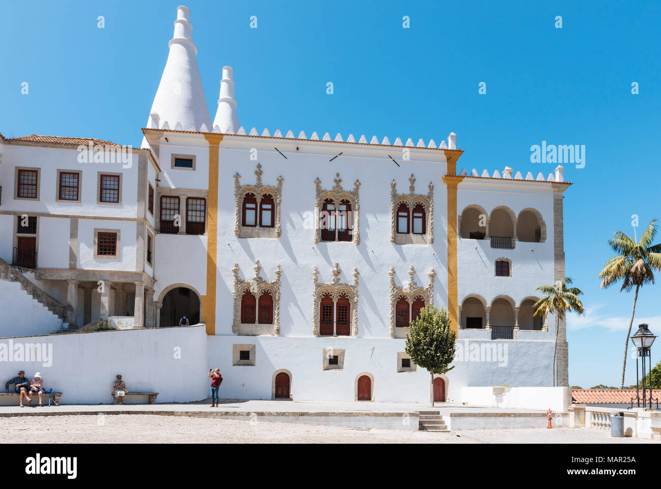 Esterno del Palazzo di Sintra,UNESCO World Heritage Site, Sintra Portogallo, Europa Foto Stock