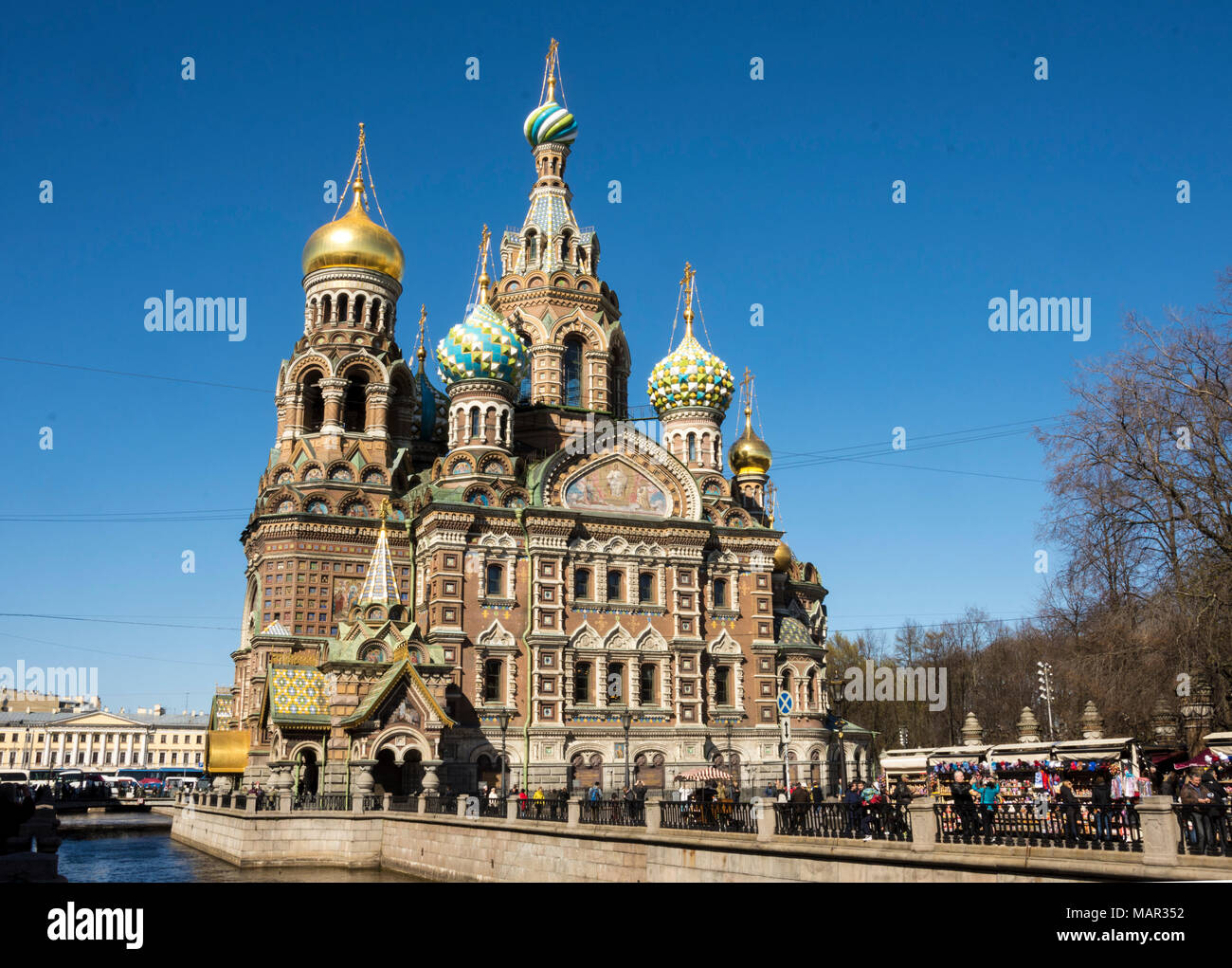 Chiesa del Salvatore sul Sangue versato (Chiesa della Resurrezione di Cristo), il Sito Patrimonio Mondiale dell'UNESCO, San Pietroburgo, Russia, Europa Foto Stock