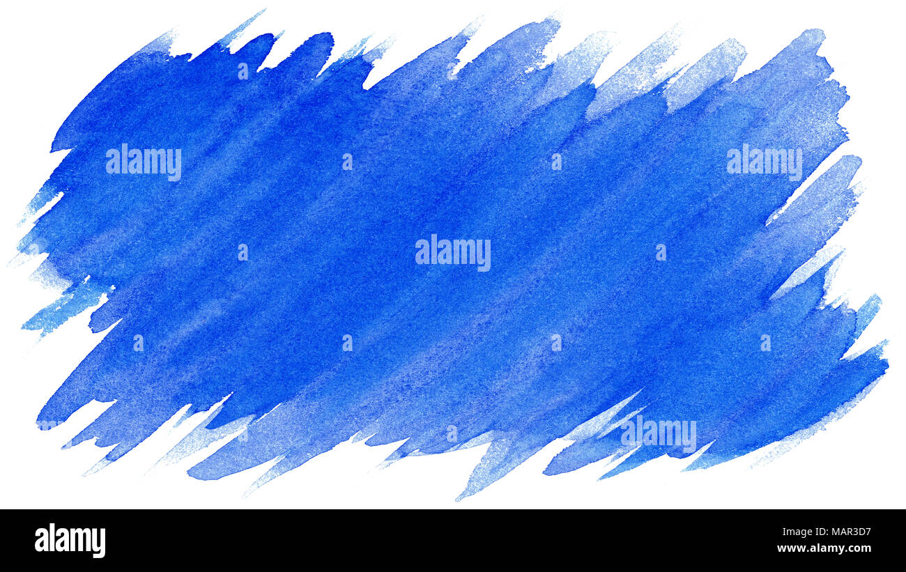 Acquerello pennellate blu background design isolato Foto Stock