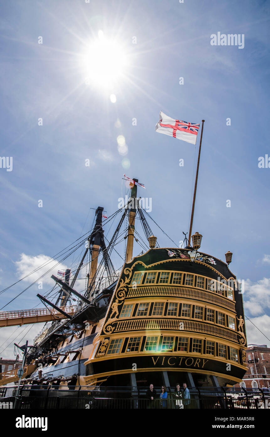 HMS Victory nave a Portsmouth Historic Dockyard Foto Stock