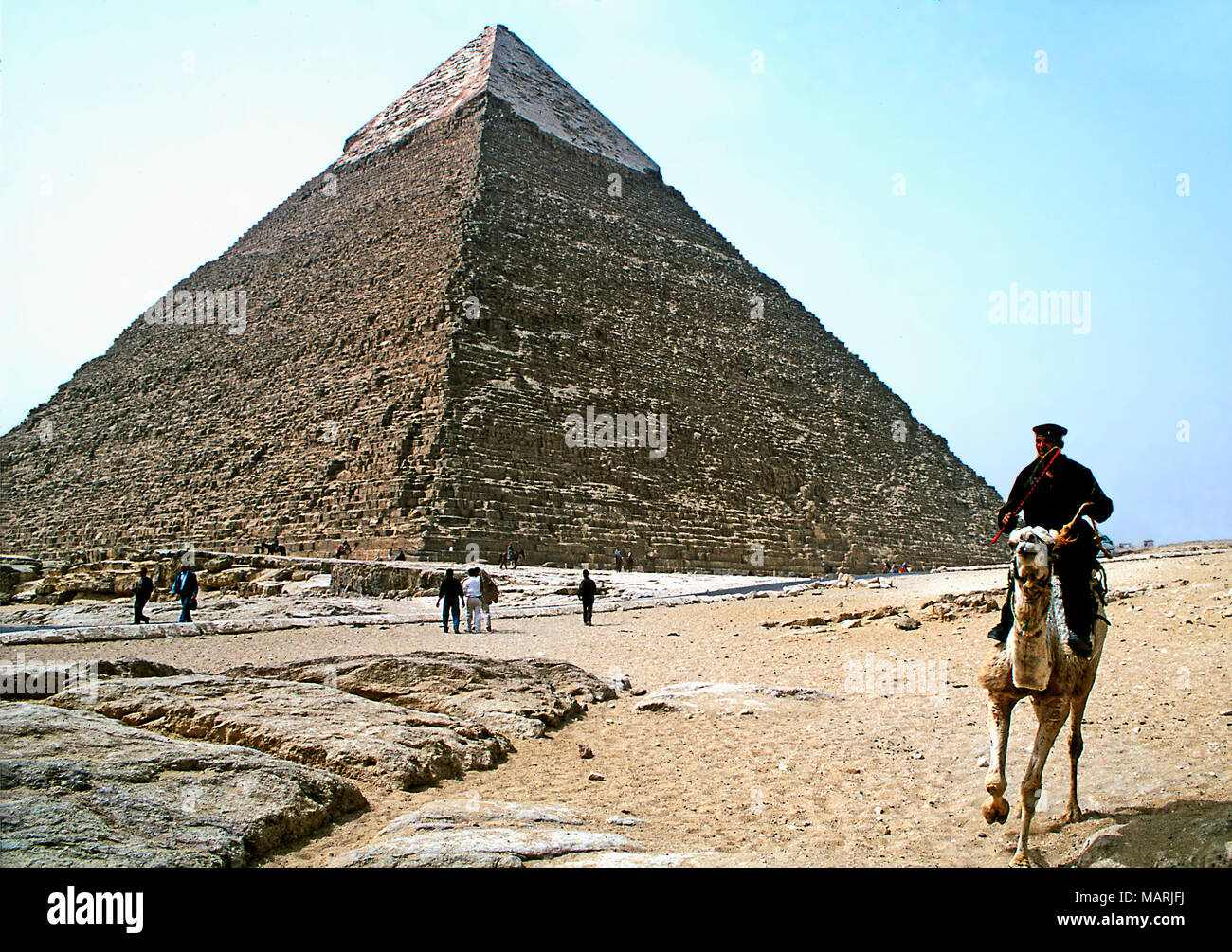La polizia di sicurezza alla grande Piramide di Khufu,Giza,Egitto Foto Stock
