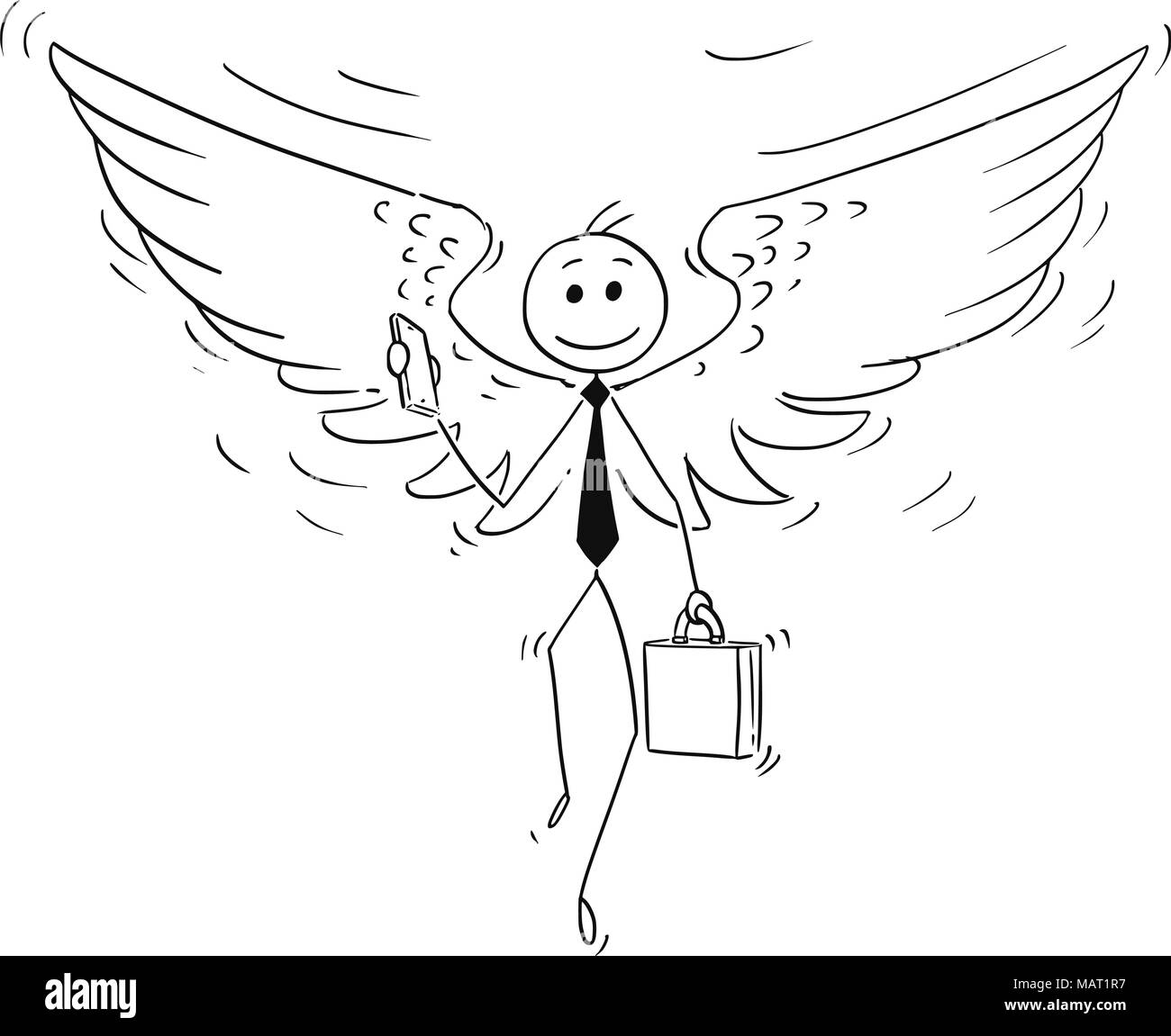 Cartoon di imprenditore con ali d'Angelo Illustrazione Vettoriale