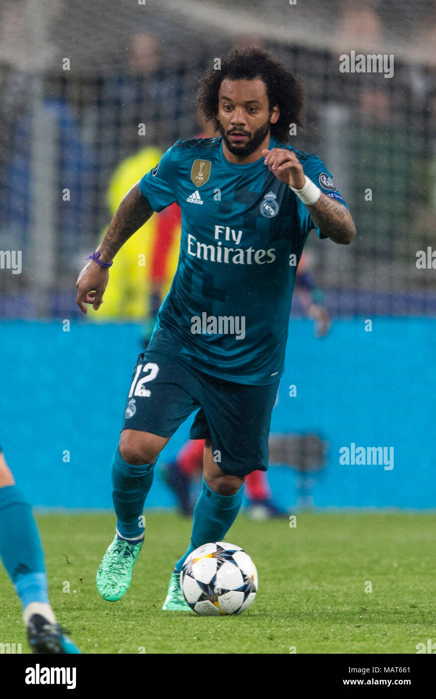 Marcelo Vieira da Silva Junior del Real Madrid durante l' UEFA Champions League ' Quarti di finale, prima gamba, match tra Juventus 0-3 Real Madrid presso lo stadio Allianz il 3 aprile 2018 a Torino, Italia. Credito: Maurizio Borsari/AFLO/Alamy Live News Foto Stock