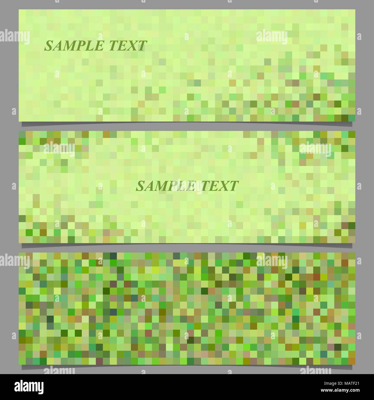 Pixel verde mosaico quadrato modello di pagina di intestazione impostare Illustrazione Vettoriale