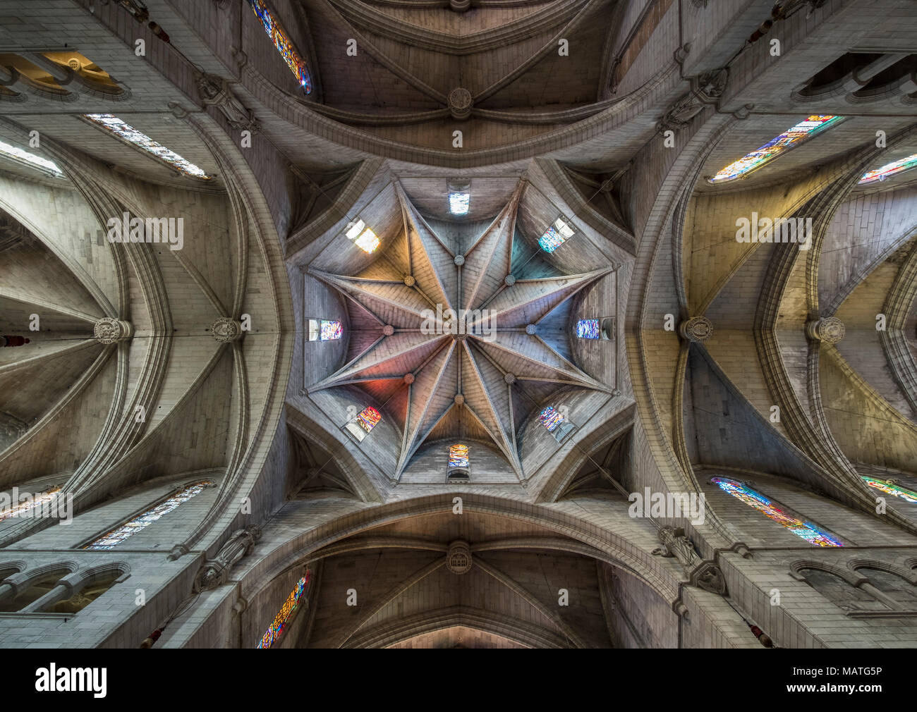 Mallorca, Esglesia Nostra Senyora dels Dolors, Blick in die Gewölbe des Vierungsturms Foto Stock