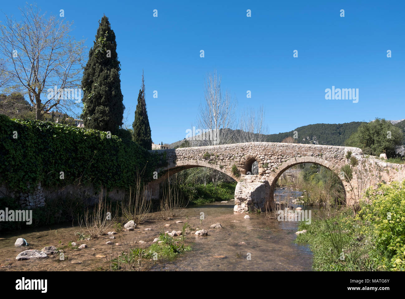 Mallorca, Pollenca, Pont Roma, Römische Brücke Foto Stock